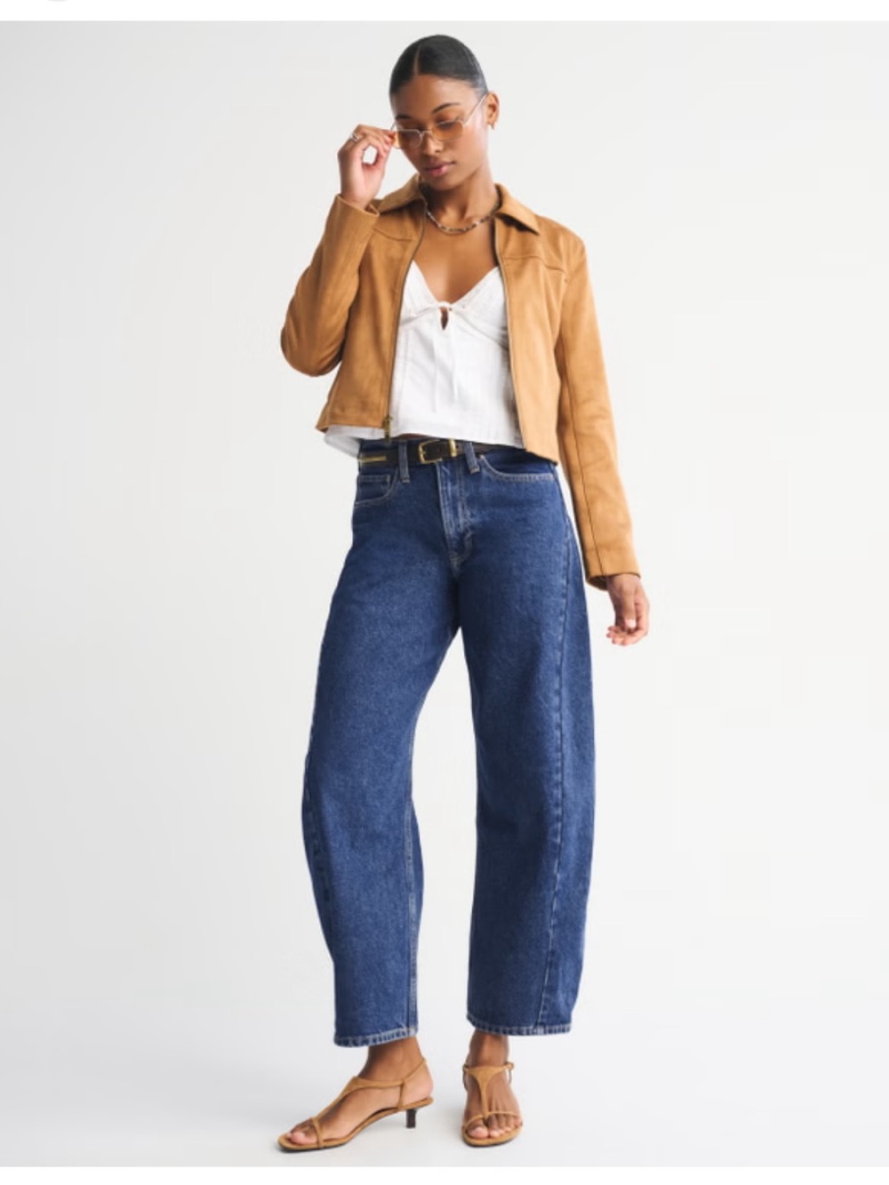 NWT Abercrombie Mid-Rise Barrel Jeans - Dark Blue